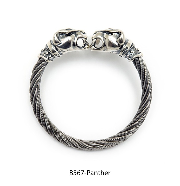Animal Head Cable Bangle Bracelet with Panther Head Animal Head Cable Bangle Bracelet with Panther Head